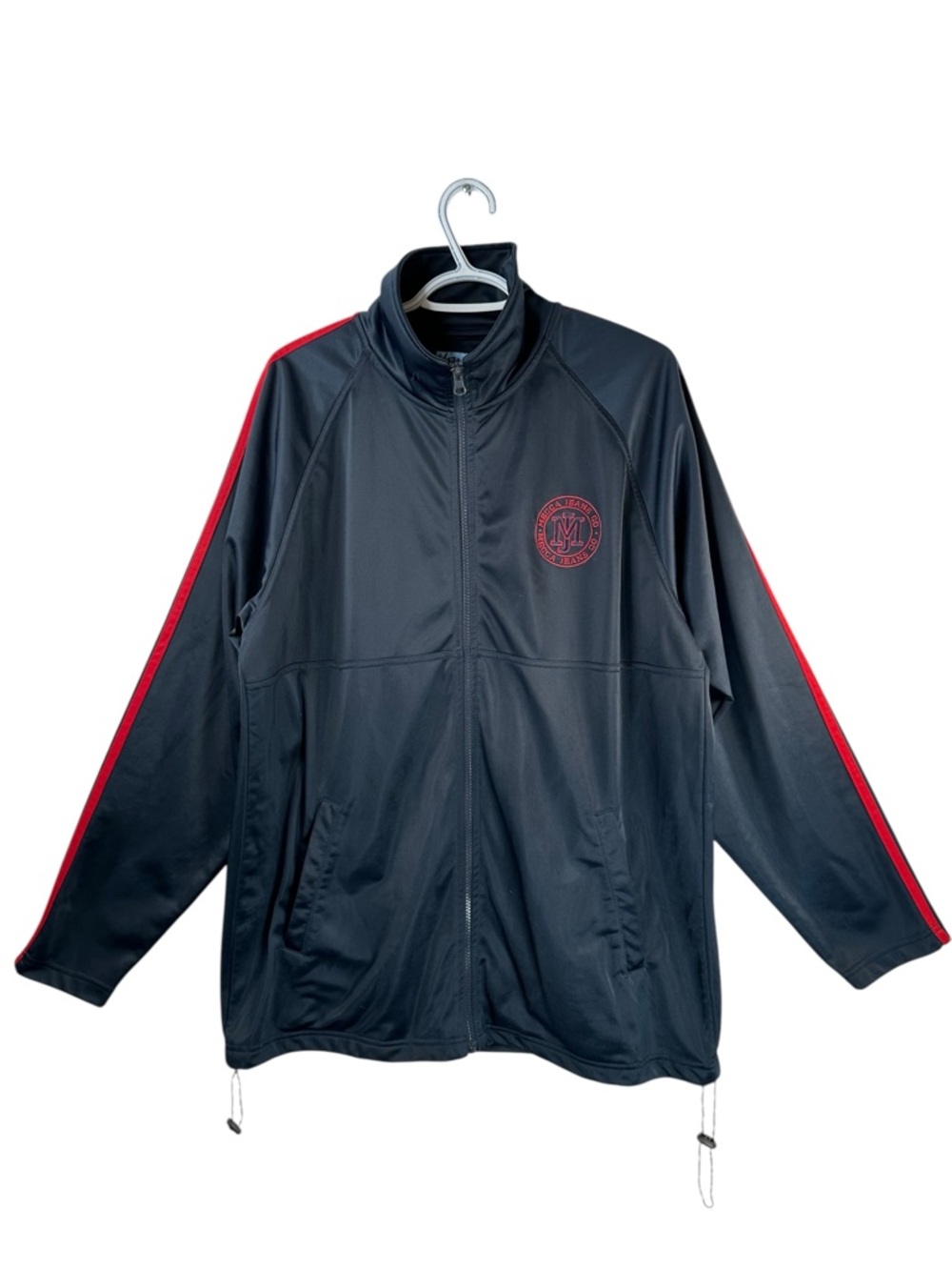 Vintage Mecca Track Jacket M Black Red Stripe Y2K Hip Hop Streetwear Full Zip